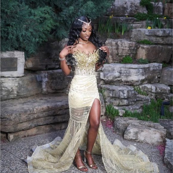 Glamorous Gold Prom Dress with Intricate Detailing is available for  purchase on au PAY Market - Imported Goods Online Store Co.Ltd. | au PAY  Market - Online Shopping Site